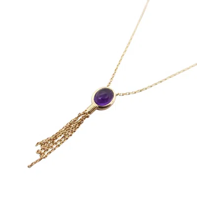 Harfi Women's Gold / Purple Gold Vermeil Plated Oval Purple Amethyst February Birthstone Necklace In Multi