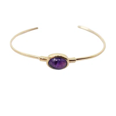 Harfi Women's Gold / Purple Gold Vermeil Purple Amethyst February Birthstone Bangle In Multi