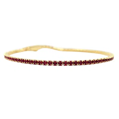 Harfi Women's Gold / Red Garnet January Birthstone Dainty Tennis Bracelet In Multi