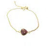 Harfi Women's Gold / Red Gold Plated Red Garnet January Birthstone Adjustable Bracelet In Multi