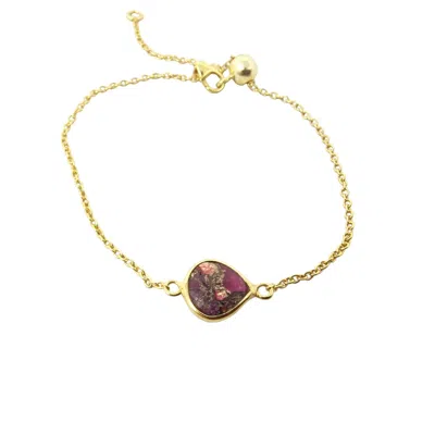 Harfi Women's Gold / Red Gold Plated Red Garnet January Birthstone Adjustable Bracelet In Multi