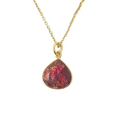 Harfi Women's Gold / Red Gold Vermeil Plated Natural Red Garnet January Birthstone Necklace In Multi