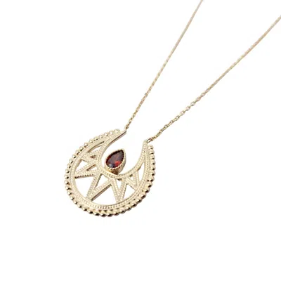 Harfi Women's Gold / Red Gold Vermeil Red Garnet January Birthstone Statement Necklace In Multi