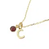 Harfi Women's Gold / Red Mini Garnet January Birthstone Gem And Initial Gold Plated Necklace In Multi