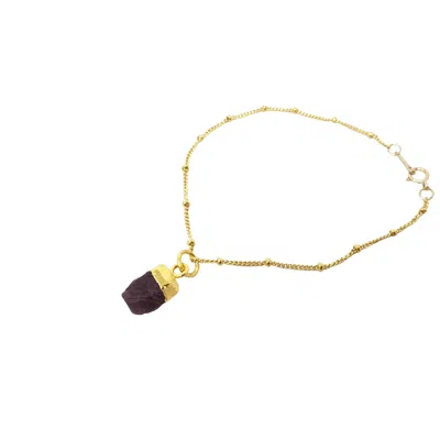 Harfi Women's Gold / Red Raw Garnet January Birthstone Gold Plated Bracelet In Multi
