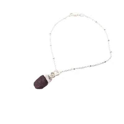 Harfi Women's Gold / Red Raw Garnet January Birthstone Silver Charm Bracelet In Multi