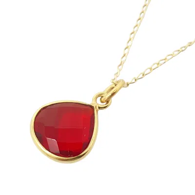 Harfi Women's Gold / Red Red Garnet January Birthstone Pendant Charm Necklace In Multi