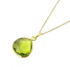 Harfi Women's Gold Vermeil Green Peridot  August Birthstone Shiny Glow Necklace In Green
