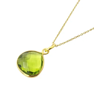 Harfi Women's Gold Vermeil Green Peridot  August Birthstone Shiny Glow Necklace