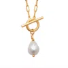 Harfi Women's Gold Vermeil Pearl T-bar Necklace - June Birthstone In Gold