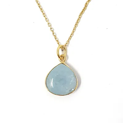 Harfi Women's Gold Vermeil Plated Blue Aquamarine March Birthstone Necklace