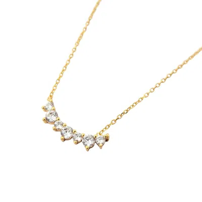 Harfi Women's Gold / White Cluster Sparkling Diamond Gemstone Gold-plated Necklace In Multi