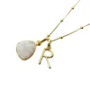 Harfi Women's Gold / White Gold Vermeil Plated Moonstone Initial Charm Necklace In Multi