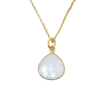 Harfi Women's Gold / White Gold Vermeil Plated Natural White Moonstone June Birthstone Pendant Necklace In Multi