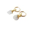 Harfi Women's Gold / White Raw Moonstone June Birthstone Gold Plated Huggies In Multi