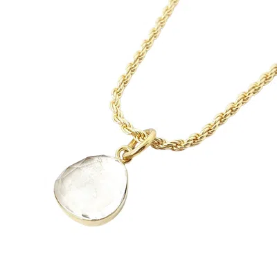Harfi Women's Gold / White Statement Gold Vermeil Plated White Topaz April Birthstone Crystal Rope Necklac In Multi