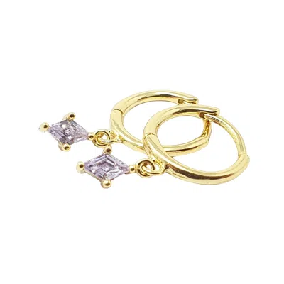 Harfi Women's Gold / Yellow Alexandrite June Birthstone Delicate Gold Plated Dangle Hoops