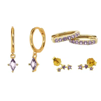 Harfi Women's Gold / Yellow Alexandrite June Birthstone Gold Plated Earrings Gift Set For Her