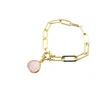 Harfi Women's Gold / Yellow Gold Plated Pink Rose Quartz October Birthstone Bracelet In Gold