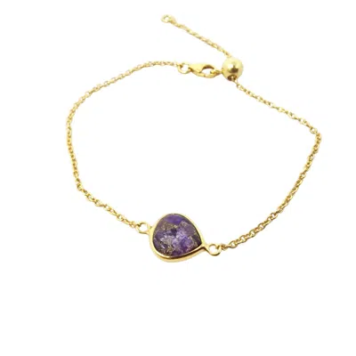 Harfi Women's Gold / Yellow Gold Vermeil Plated Adjustable Amethyst February Birthstone Bracelet