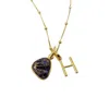 Harfi Women's Gold / Yellow Gold Vermeil Plated Amethyst February Birthstone Initial Charm Necklace In Gold