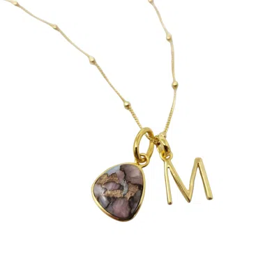 Harfi Women's Gold / Yellow Gold Vermeil Plated Opal October Birthstone Initial Pendant Necklace