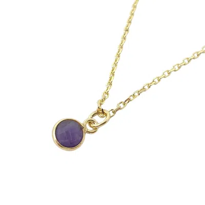 Harfi Women's Gold / Yellow Mini February Amethyst Birthstone Charm Gold Plated Chain