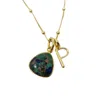 Harfi Women's Green / Blue / Gold Gold Vermeil Azurite & Malachite Initial Pendant Charm Necklace In Multi