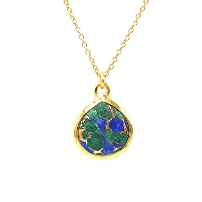 Harfi Women's Green / Blue / Gold Gold Vermeil Plated Green Blue Azurite & Malachite Pendant Charm Necklac In Multi