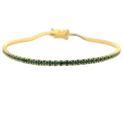 Harfi Women's Green / Gold Emerald Gemstone Gold Vermeil Tennis Bracelet
