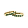 Harfi Women's Green / Gold Emerald May Birthstone Small Huggie Hoop Earrings In Multi