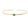 Harfi Women's Green / Gold Gold Plated Minimalist Emerald May Birthstone Bangle In Multi