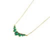 Harfi Women's Green / Gold Graduated Round Emerald Stones Gold Plated Necklace In Multi