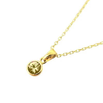 Harfi Women's Green / Gold Mini Round Peridot August Birthstone Pendant Necklace