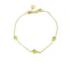 Harfi Women's Green / Gold Peridot August Birthstone Minimalist Gold Bracelet In Multi