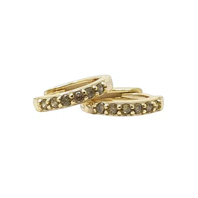Harfi Women's Green / Gold Peridot August Birthstone Small Huggie Hoop Earrings In Multi