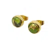 Harfi Women's Green / Gold Peridot August Birthstone Stud Mini Gold Plated Earrings In Multi