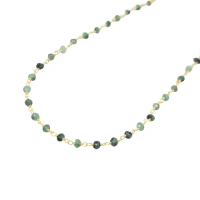 Harfi Women's Green / Gold Raw Green Emerald Beaded Delicate Gold Plated Necklace