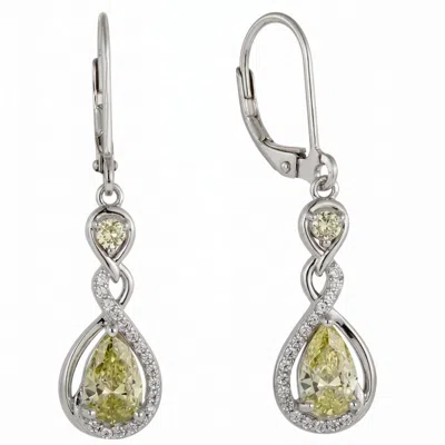 Harfi Women's Green Peridot August Birthstone Teardrop Dangle Sterling Silver Earrings