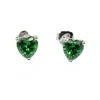 Harfi Women's Green / Silver Emerald Heart Sterling Silver Stud Gemstone Earrings