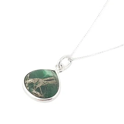 Harfi Women's Green / Silver Emerald May Birthstone Minimalist Silver Necklace In Multi
