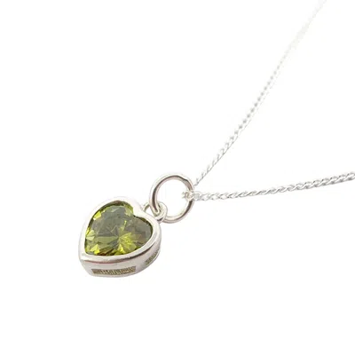 Harfi Women's Green / Silver Mini Heart Silver Peridot August Birthstone Necklace In Multi