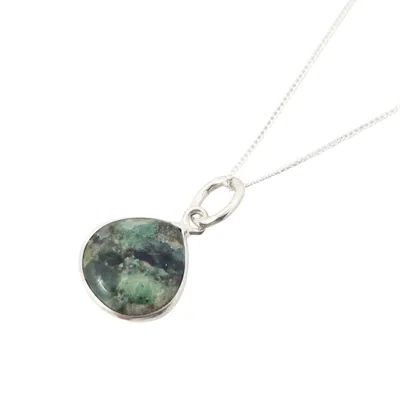 Harfi Women's Green / Silver Natural Green Emerald May Birthstone Sterling Silver Charm Necklace In Multi