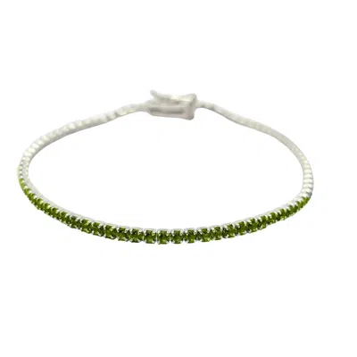Harfi Women's Green / Silver Peridot August Birthstone Sterling Silver Tennis Bracelet In Multi