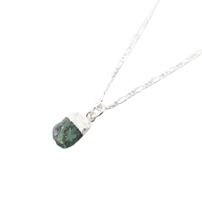 Harfi Women's Green / Silver Raw Emerald Sterling Silver May Birthstone Necklace
