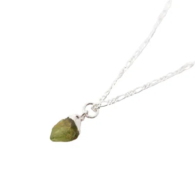 Harfi Women's Green / Silver Raw Peridot Sterling Silver August Birthstone Necklace