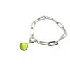 Harfi Women's Green / Silver Shiny Peridot August Birthstone Silver Crystal Bracelet In Multi