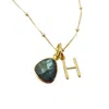 Harfi Women's Grey / Brown / Gold Gold Vermeil Plated Brown Grey Labradorite  Gemstone Crystal Initial Cha