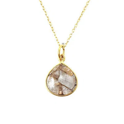 Harfi Women's Grey / White / Gold Gold Vermeil Plated Herkimer Diamond April Birthstone Necklace In Multi