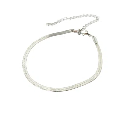 Harfi Women's Herringbone Snake Chain Silver Minimalist Bracelet